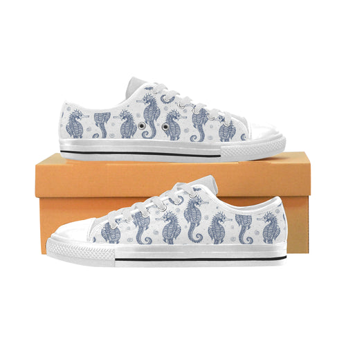 Seahorse pattern background Men's Low Top Shoes White