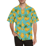 Banana Palm Leaves pattern background Men's All Over Print Hawaiian Shirt