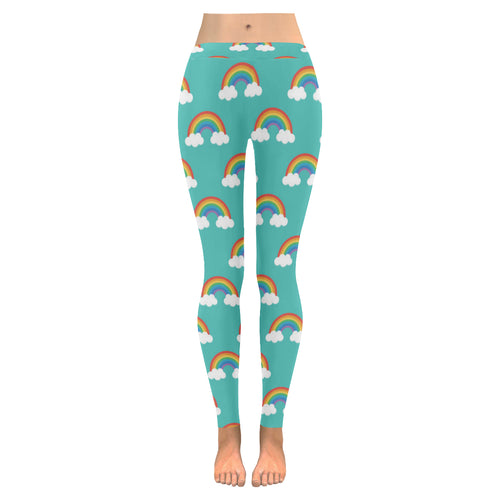 Rainbow pattern green background Women's Legging Fulfilled In US