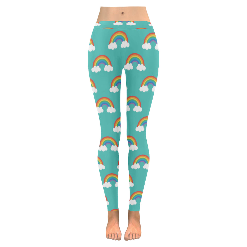 Rainbow pattern green background Women's Legging Fulfilled In US