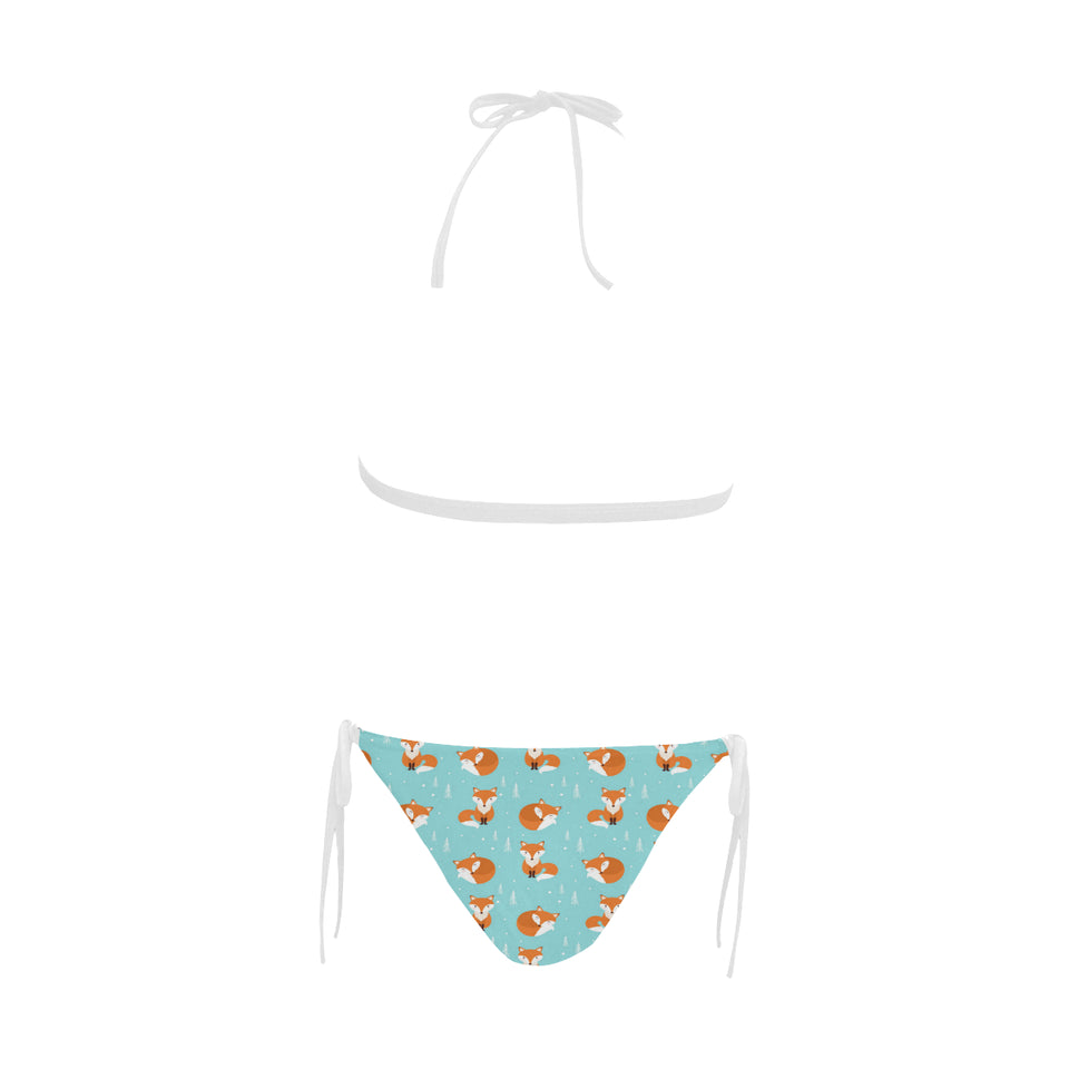 Fox pattern blue b ackground Sexy Bikinis Two-Piece Swimsuits