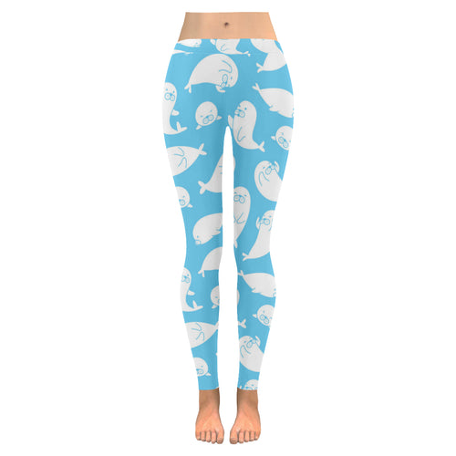 Cute white sea lion seals pattern Women's Legging Fulfilled In US