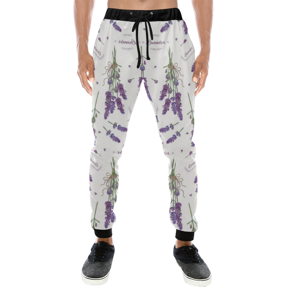 lavender flower design pattern Unisex Casual Sweatpants