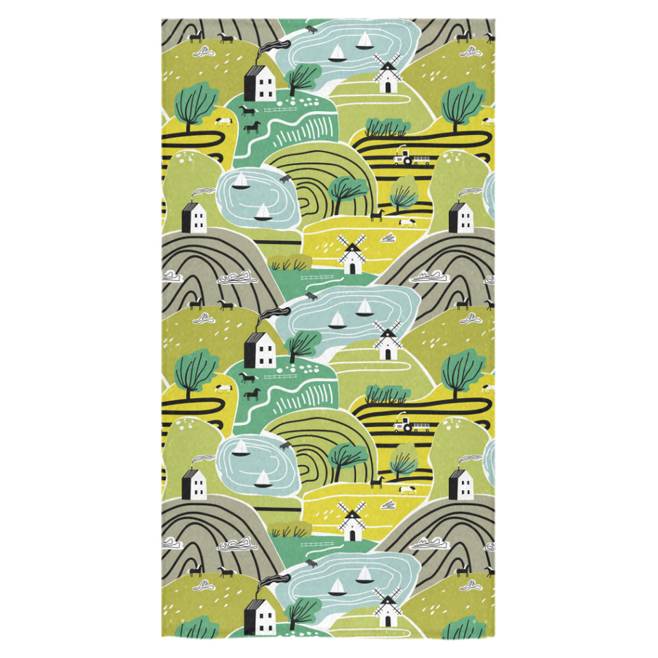 Hand drawn windmill pattern Bath Towel