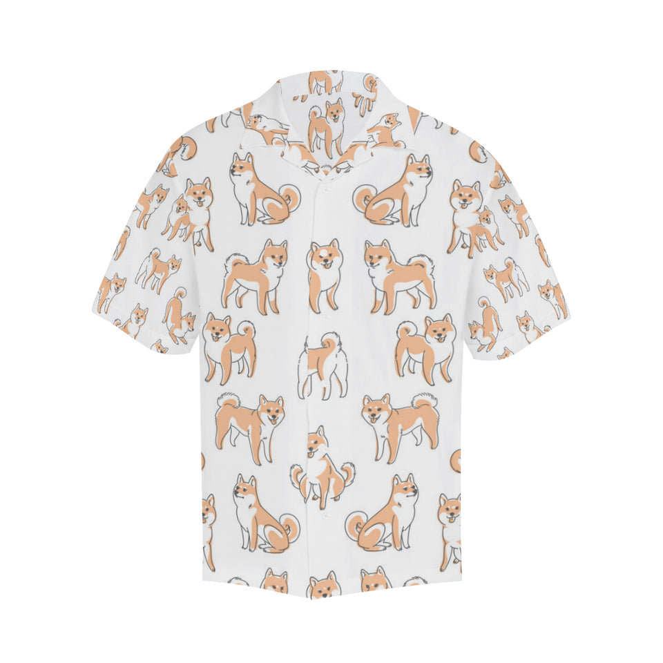 shiba inu dog pattern Men's All Over Print Hawaiian Shirt
