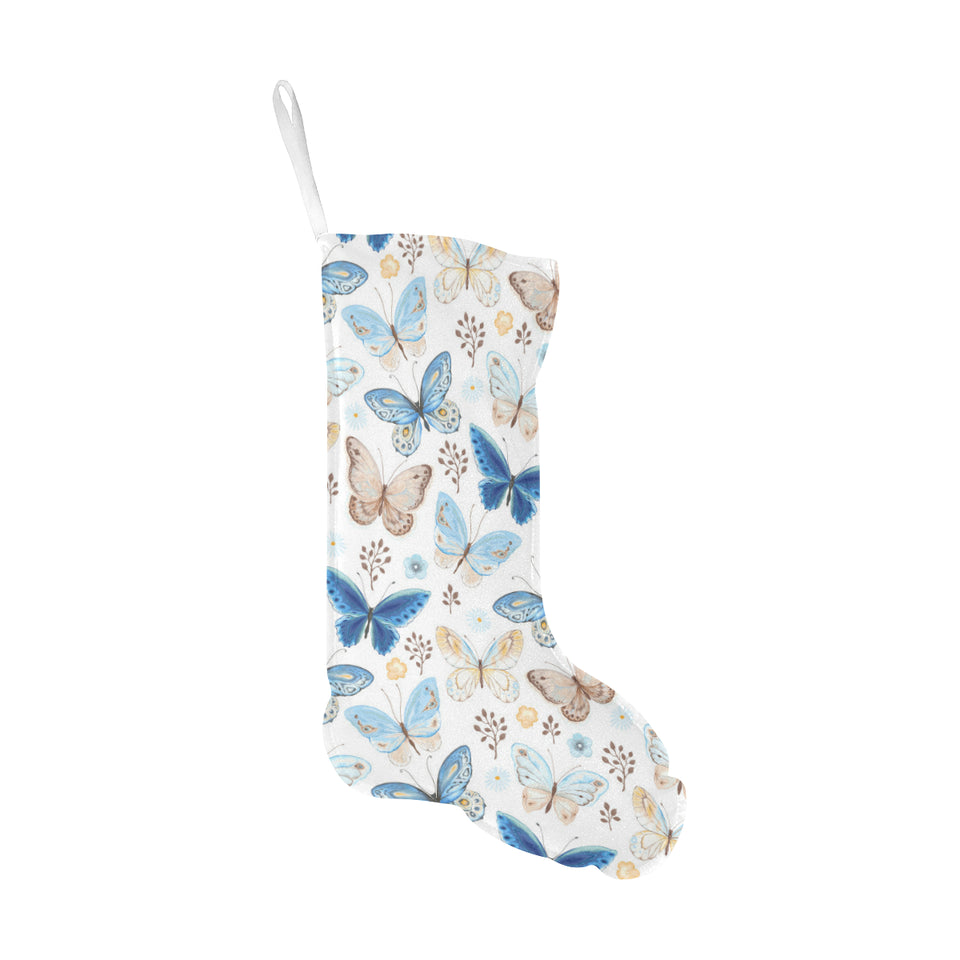 blue butterfly pattern Christmas Stocking