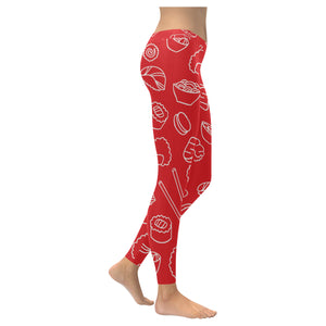 sushi pattern red background Women's Legging Fulfilled In US