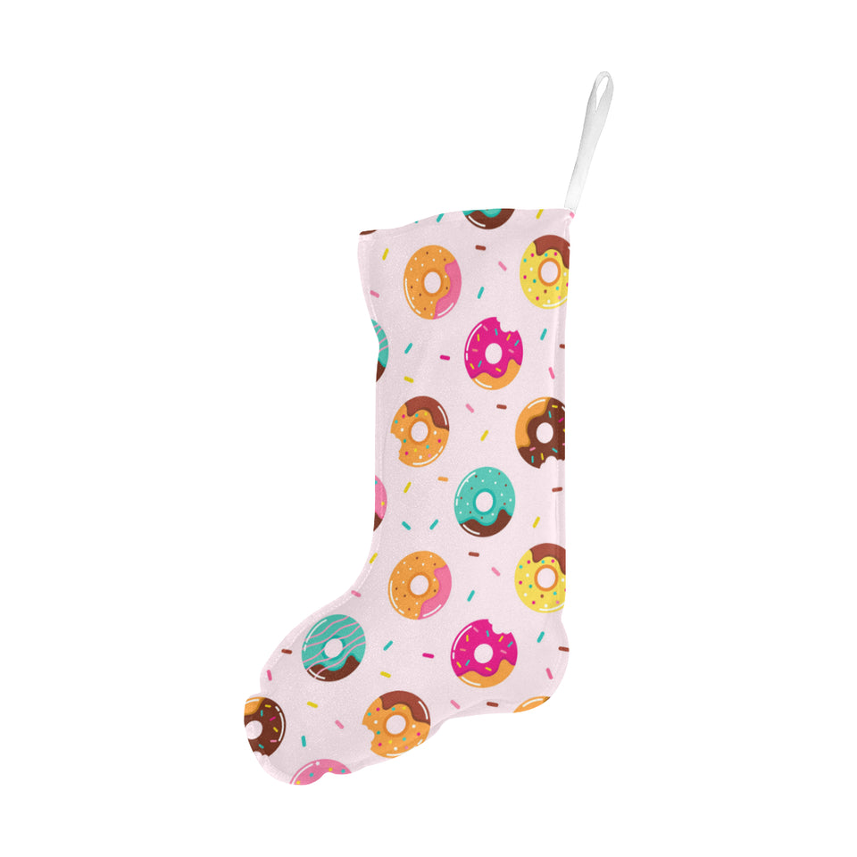 Donut pattern glaze pink background Christmas Stocking