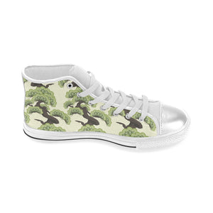 Bonsai pattern Women's High Top Canvas Shoes White