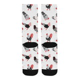 Cool rooster chicken cock floral ornament backgrou Crew Socks