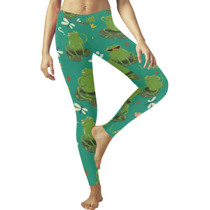 Cute frog dragonfly design pattern Women's Legging Fulfilled In US