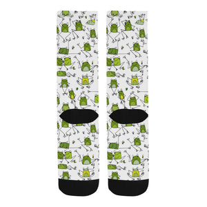 Sketch funny frog pattern Crew Socks