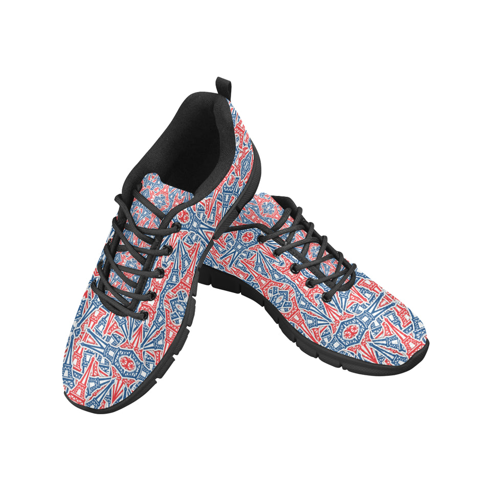 Blue Red Eiffel Tower Pattern Print Design 02 Women's Sneaker Shoes