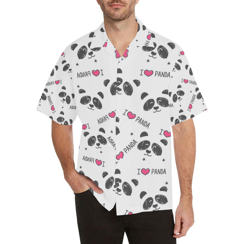 Hand Drawn faces of pandas pattern Men's All Over Print Hawaiian Shirt