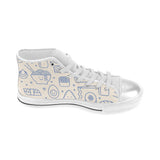 Cute sushi icon pattern Women's High Top Canvas Shoes White