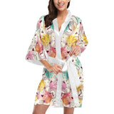 Clock butterfly pattern Women's Short Kimono Robe