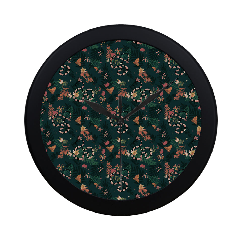 Snake forest pattern Elegant Black Wall Clock
