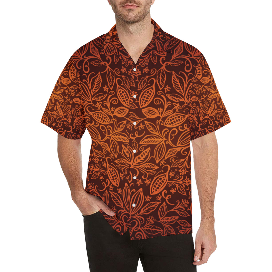 cacao beans tribal polynesian pattern Men's All Over Print Hawaiian Shirt