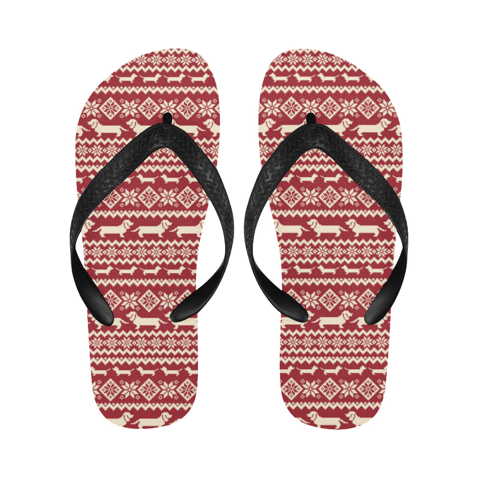 Dachshund Nordic pattern Unisex Flip Flops
