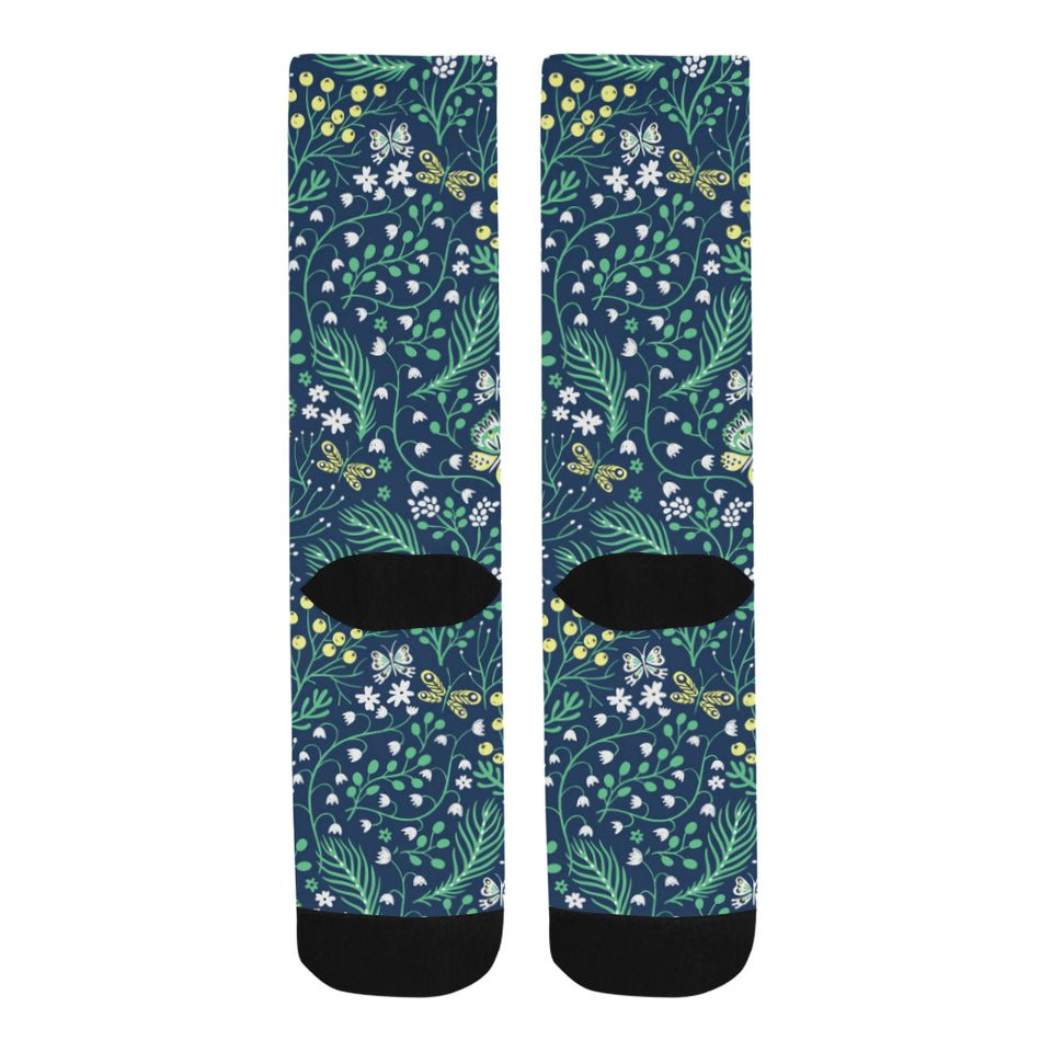 butterfly leaves pattern Crew Socks