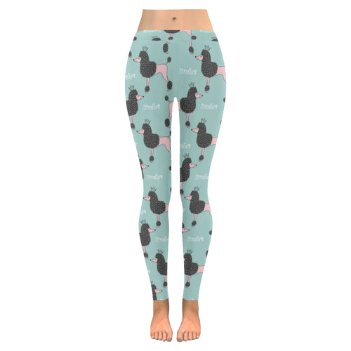 poodle dog green background Women's Legging Fulfilled In US