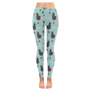 poodle dog green background Women's Legging Fulfilled In US