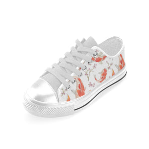 Watercolor Koi Fish Carp Fish pattern Men's Low Top Shoes White