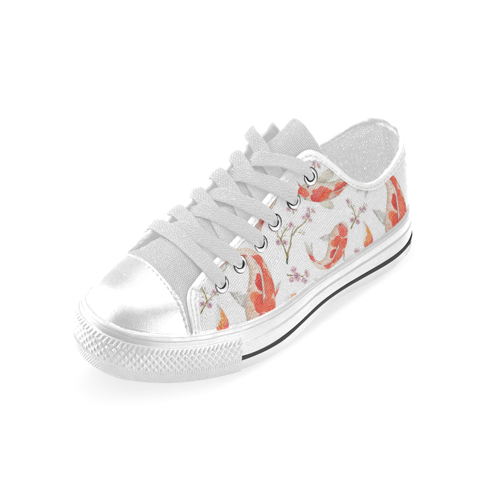 Watercolor Koi Fish Carp Fish pattern Men's Low Top Shoes White