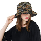 Chameleon lizard tropical leaves palm tree Unisex Bucket Hat