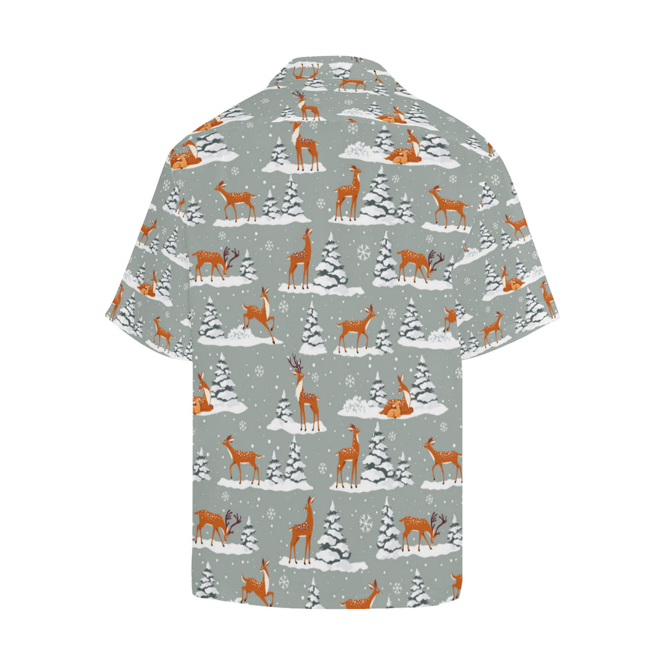 Beautiful deers Winter Christmas Men's All Over Print Hawaiian Shirt