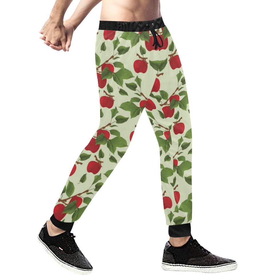 Red apples leaves pattern Unisex Casual Sweatpants
