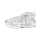 Cute elephant mouse pattern Women's High Top Canvas Shoes White