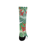 heliconia palm and monstera  leaves pattern Crew Socks