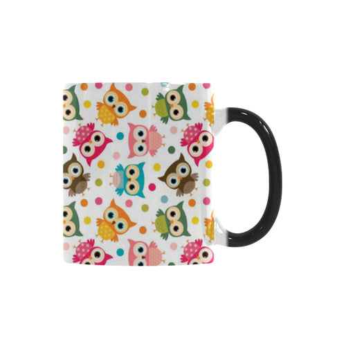 Color cute owl pattern Morphing Mug Heat Changing Mug