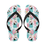 Toucan tropical flower leave pattern Unisex Flip Flops