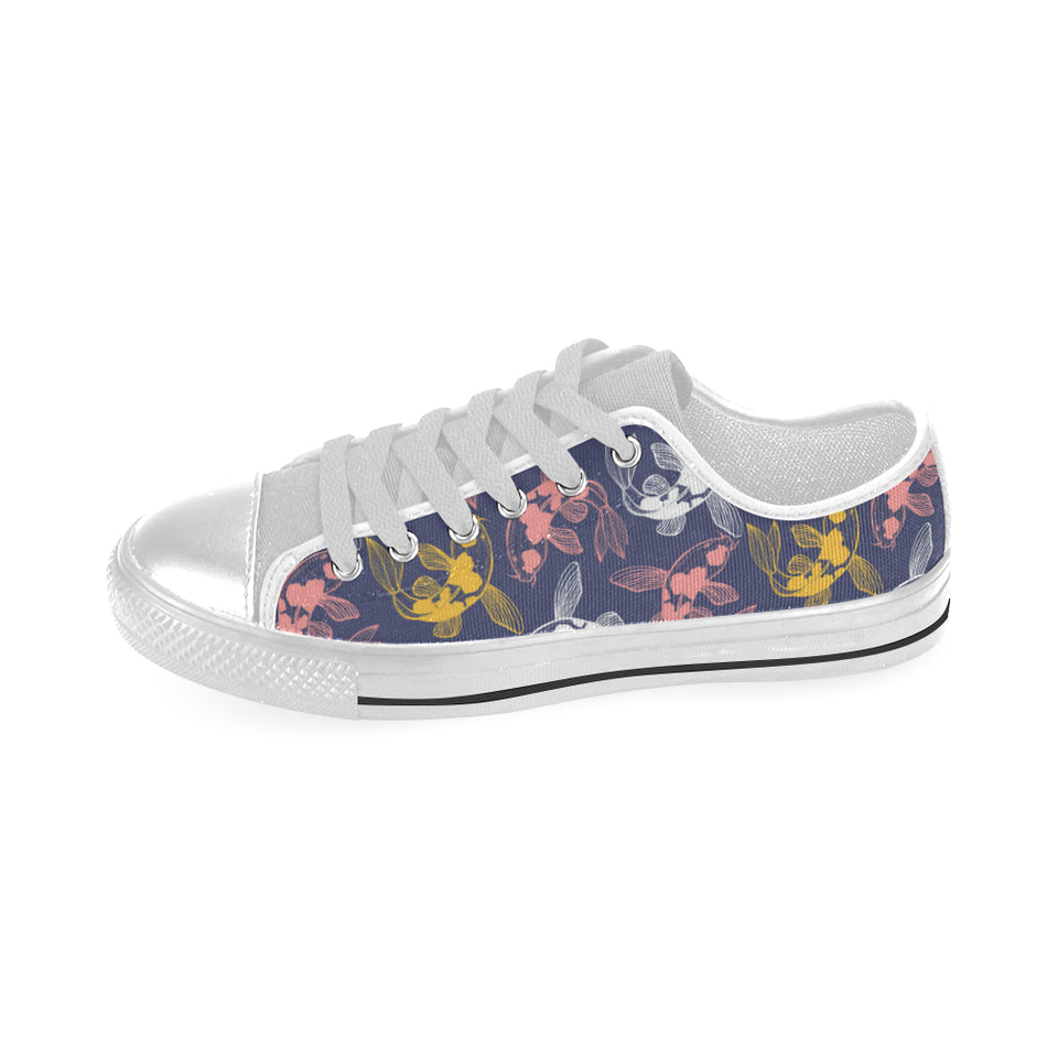Koi Fish Carp Fish pattern Men's Low Top Shoes White