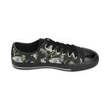 Japanese crane ornament elements Men's Low Top Canvas Shoes Black