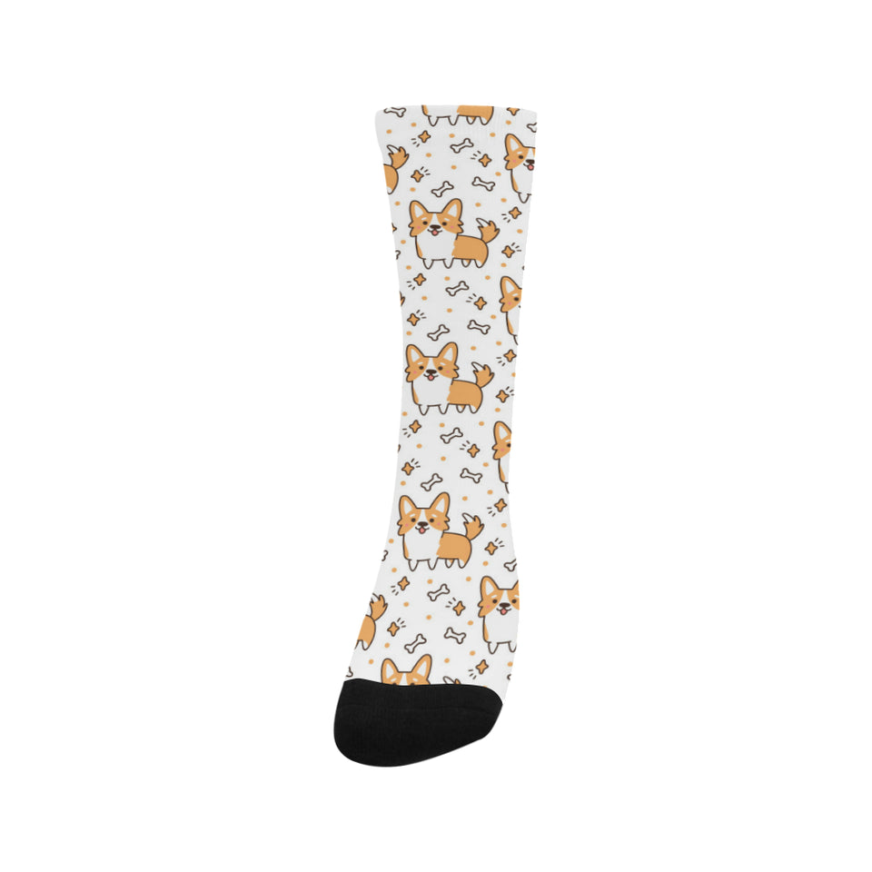 Cute corgi heart star bone pattern Crew Socks
