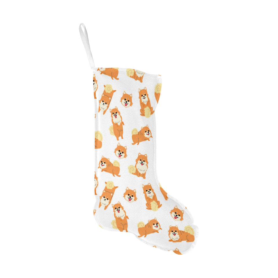 Brown pomeranian pattern Christmas Stocking