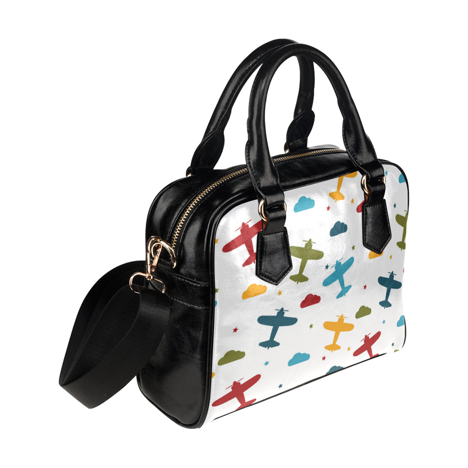 Airplane star cloud colorful Shoulder Handbag