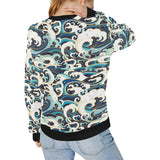 Japanese wave pattern Women's Crew Neck Sweatshirt