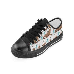sea lion Seals jellyfish pattern Kids' Boys' Girls' Low Top Canvas Shoes Black