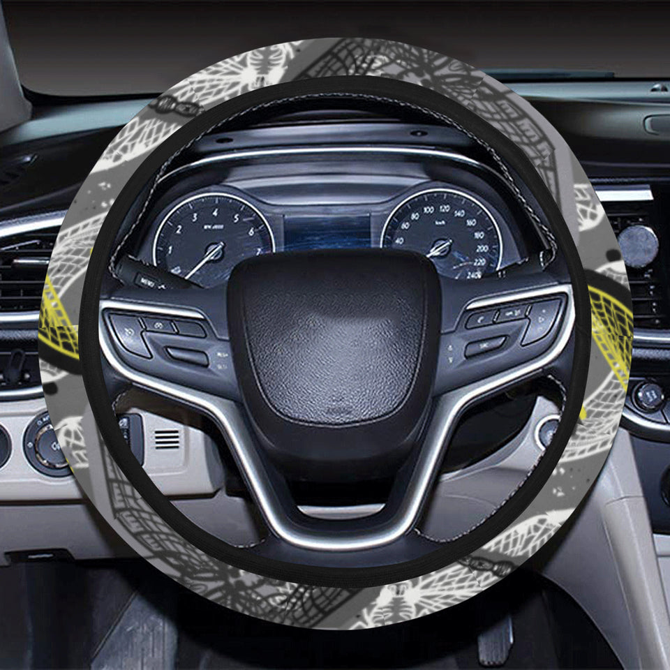 Hand drawn dragonfly pattern Car Steering Wheel Cover