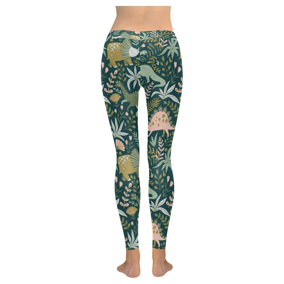 dinosaurs tropical leaves flower pattern Women's Legging Fulfilled In US
