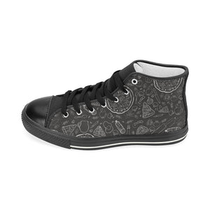 Pizza pattern Women's High Top Canvas Shoes Black