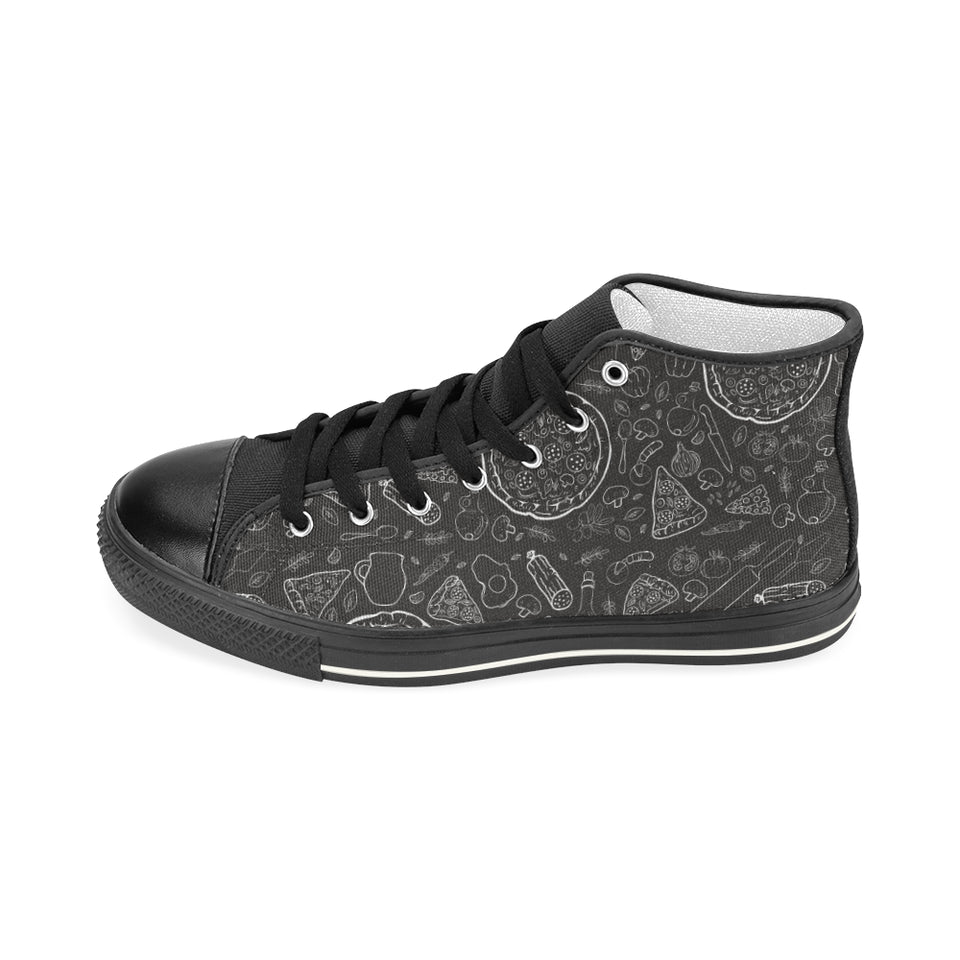 Pizza pattern Women's High Top Canvas Shoes Black