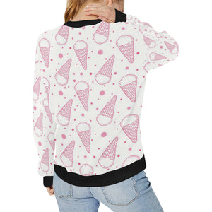 Hand drawn ice cream pattern Women's Crew Neck Sweatshirt