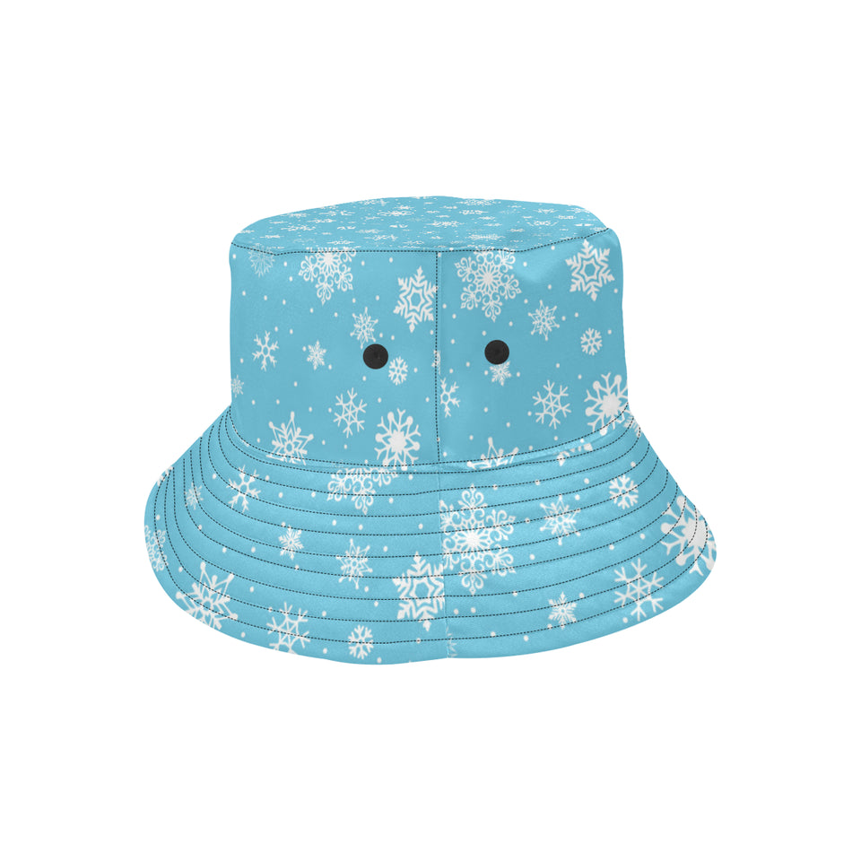 Snowflake pattern blue background Unisex Bucket Hat