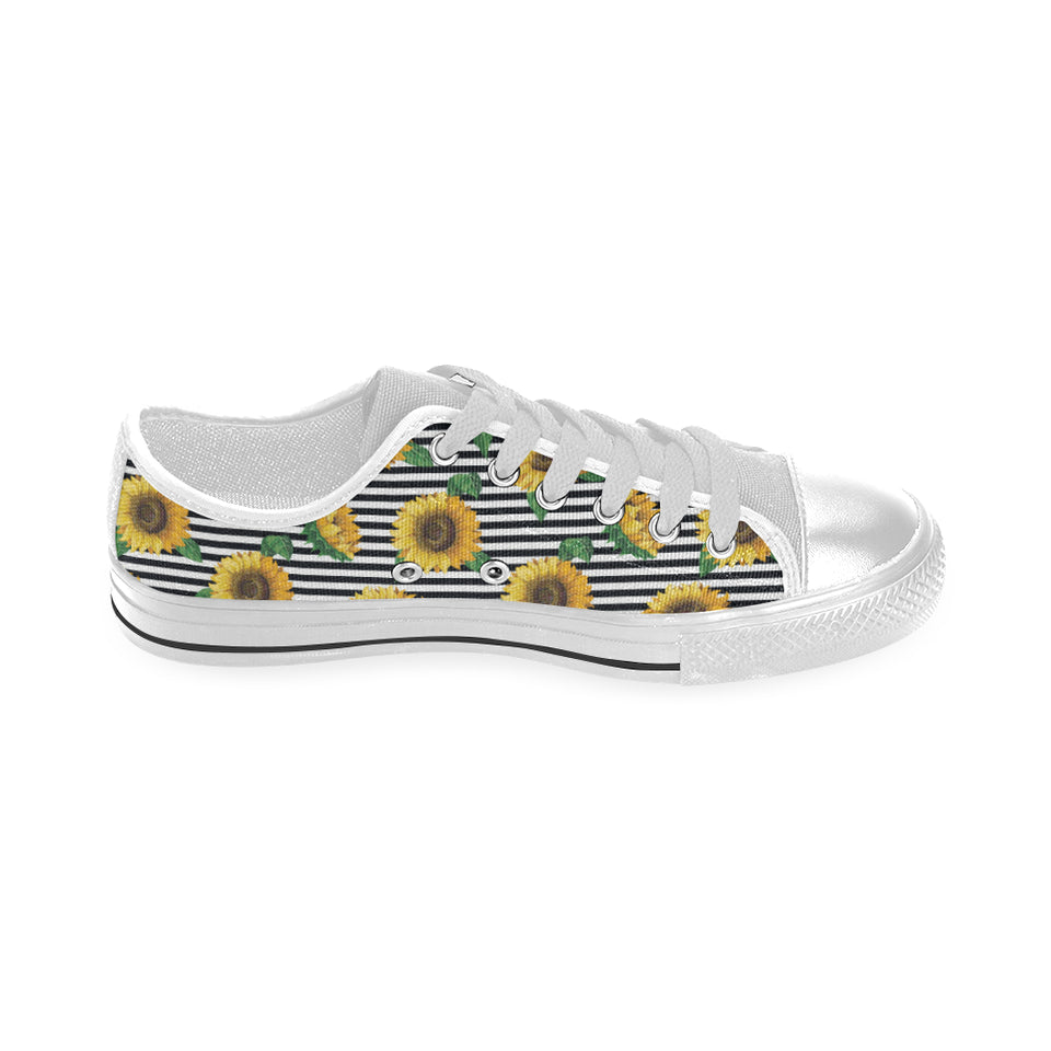 sunflowers ribbon background Men's Low Top Shoes White