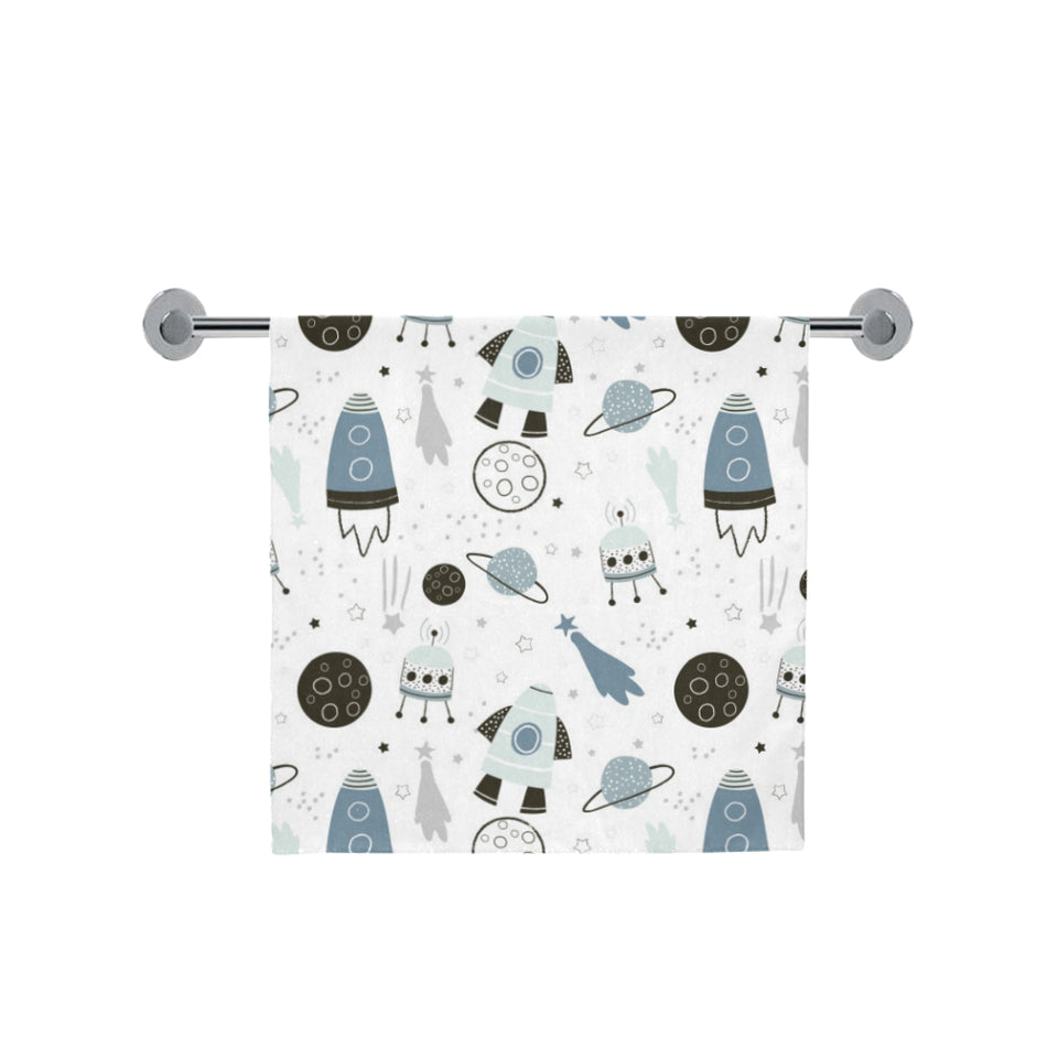 Hand drawn space elements space rocket star planet Bath Towel